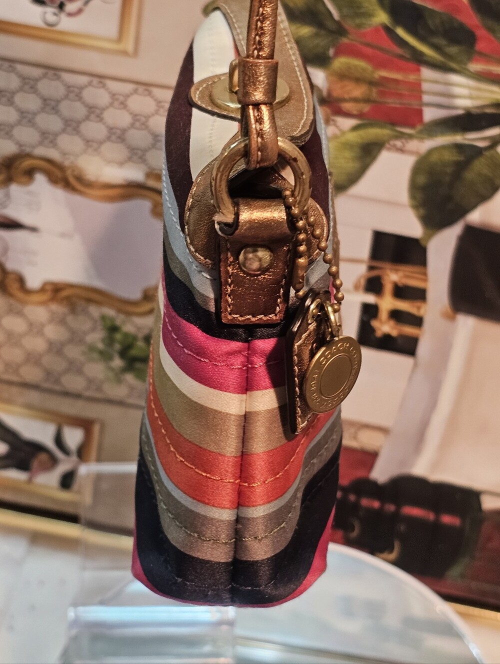 Coach Legacy Multicolor Satin Striped Women's Mini Bag/Wrislet - Picture 13 of 16